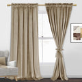 Jiuzhen Taupe Velvet Curtains For Bedroom - 84 Inches Thermal Insualted Room Darkening Rod Pocket Blackout Drapes For Ofiice/Clo