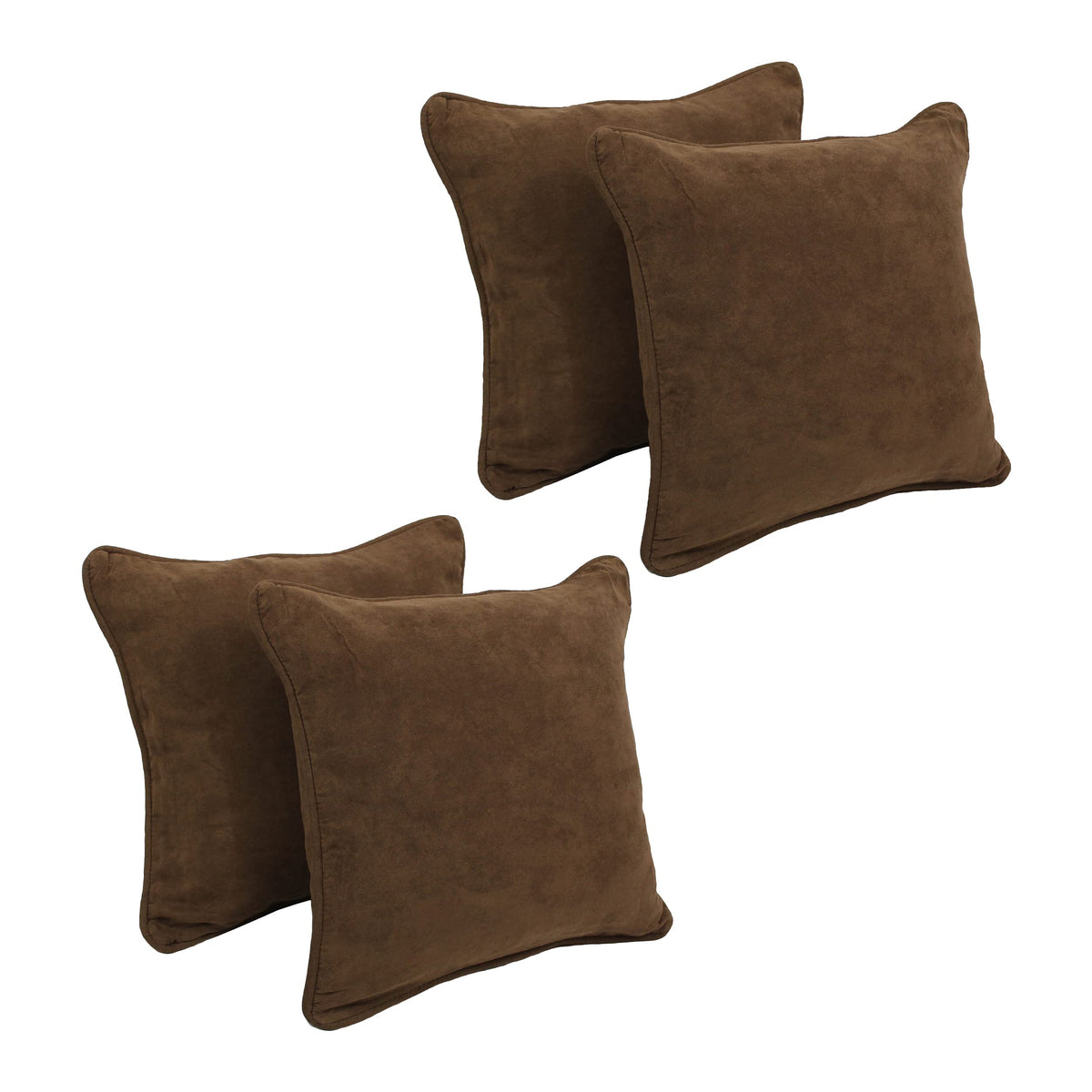 Blazing Needles Corded Microsuede Throw Pillow, 18&quot;, Chocolate 4 Count