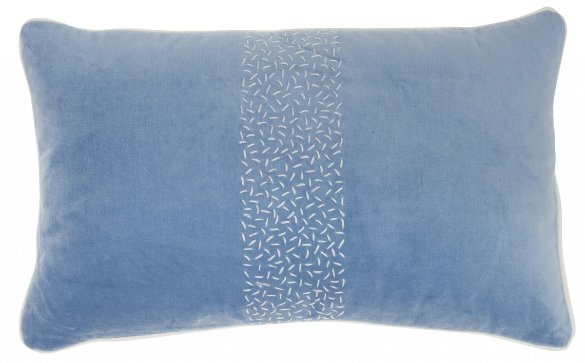 HomeRoots Multicolor Cotton Blue Lumbar Pillow with Center Pattern