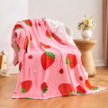 Wajade Kids Pink Strawberry Throw Blanket For Girls Teens Women Soft Fuzzy Flannel Bed Blanket For Kids Adults Plush Christmas B