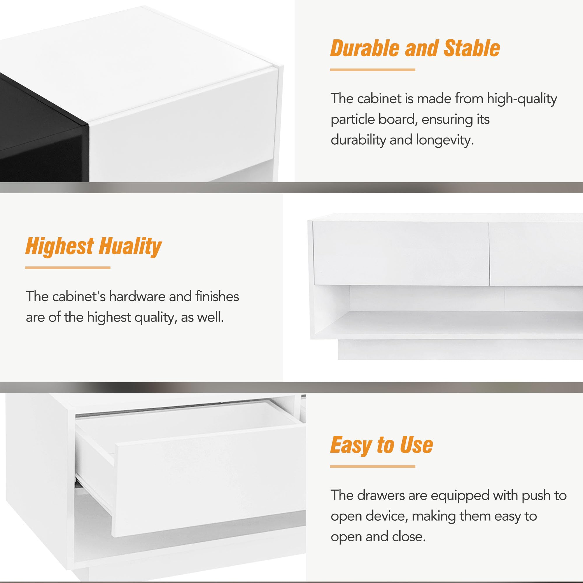 Merax Sleek And Stylish Tv Stand With Perfect Storage Solution, Two-Tone Media Console For Television Up To 80'', Functional Cabinet With Versatile Compartment For Living Room, White