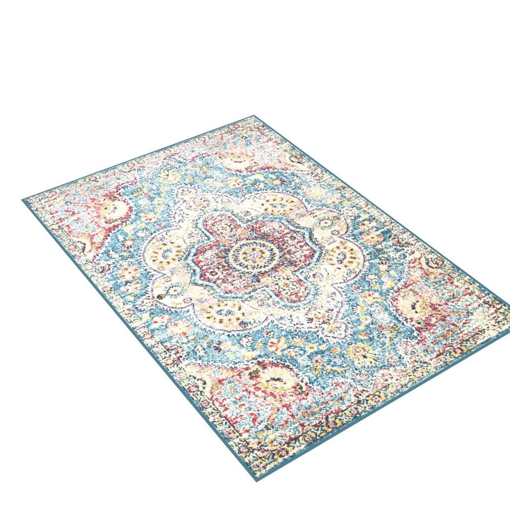 Livabliss Romaine Vintage Medallion Area Rug, 7'10'' X 10'3'', Sky Blue