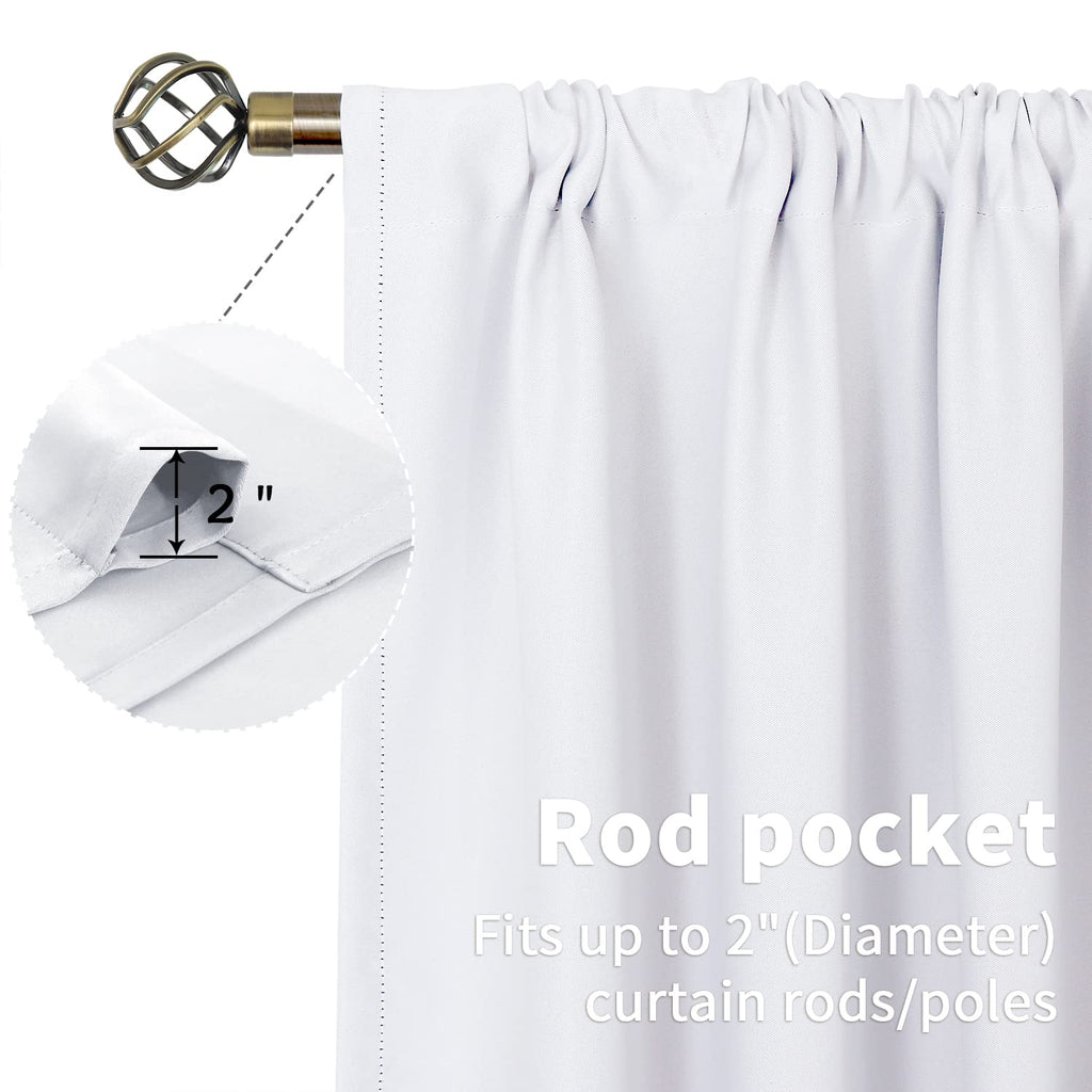 Bgment Rod Pocket White Curtains For Living Room - Thermal Insulated Window Treatment Curtains For Bedroom, 2 Panels, Pure White, 42 X 72 Inch