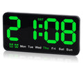 Triangle Plum Large Digital Wall Clock,9.5 Inch,Led Alarm Clock with Big Digits,DST,Dual Alarm,3-Level Brightness for Living Roo