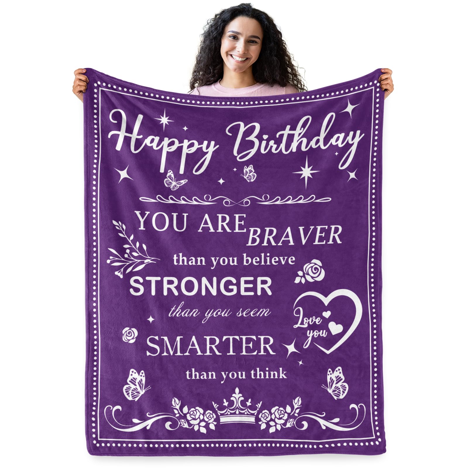 Levens Happy Birthday Gifts For Women/Her Friendship Purple Throw Blanket 60' X 50' Perfect For Wife Mom Grandma, It Adds Eleg