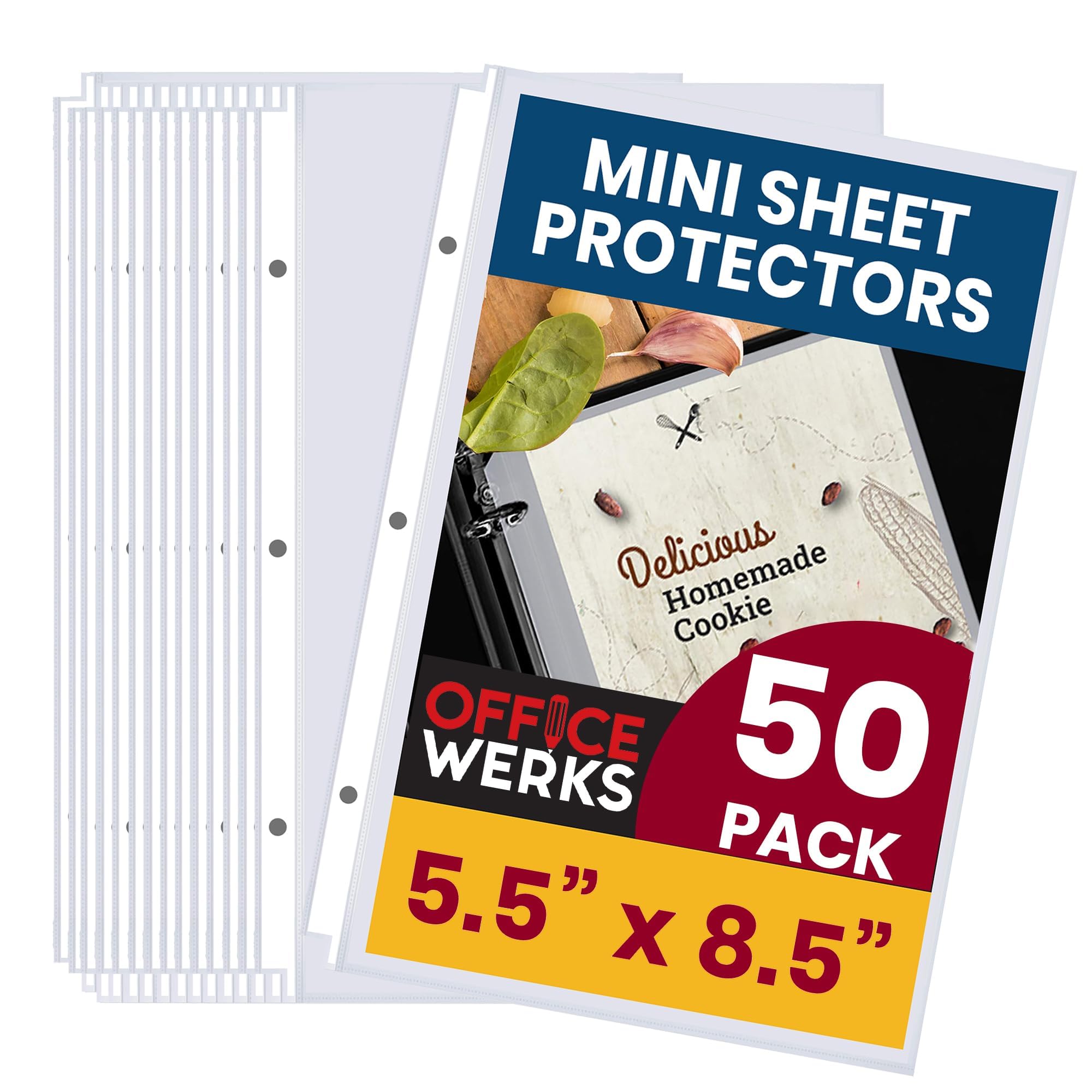 Officewerks Heavyweight Clear Mini Sheet Protectors Holds 5.5 X 8.5 Inch Sheets, Fits A 3-Ring Binder, Crystal Clear And Acid-Fr