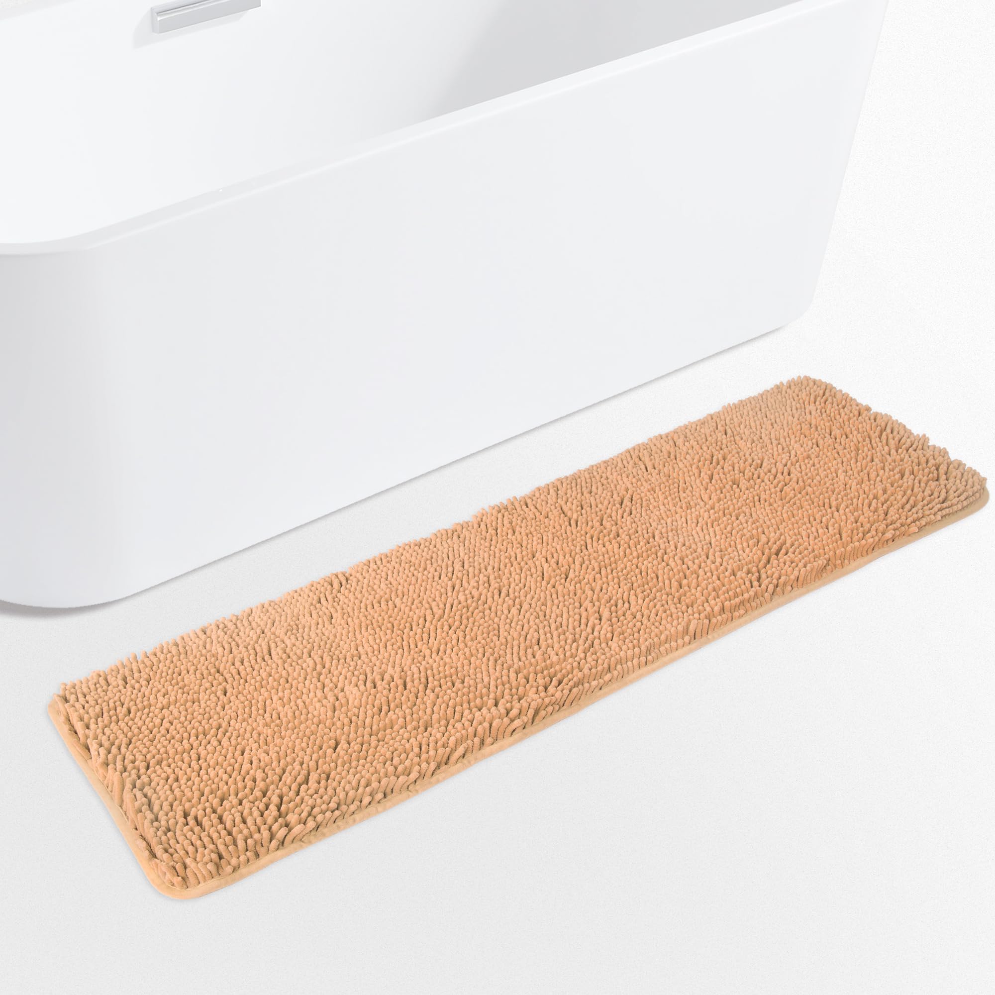 Yeaban Peach 47 x 17 Bathroom Rug - Thick Chenille Bath Mats | Absorbent and Washable Bath Rug Non-Slip, Plush and Soft Rugs for