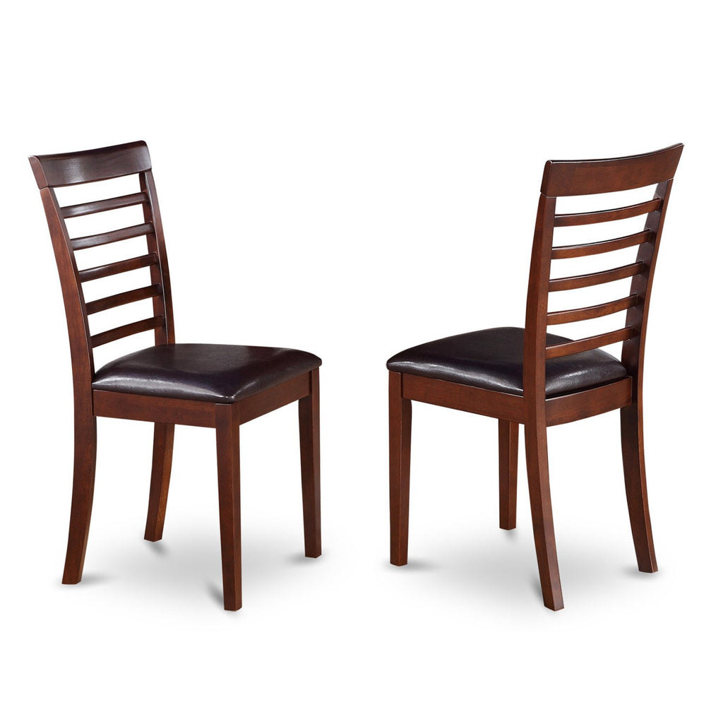 East West Furniture HLML5-MAH-LC 5 Piece Dining Table Set for 4 Includes a Round Kitchen Table with Pedestal and 4 Faux Leather Dining Room Chairs, 42x42 Inch, Mahogany