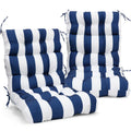 Eagle Peak Tufted Outdoor/Indoor High Back Patio Chair Cushions, Set Of 2, 46' X 22', Navy Blue/White