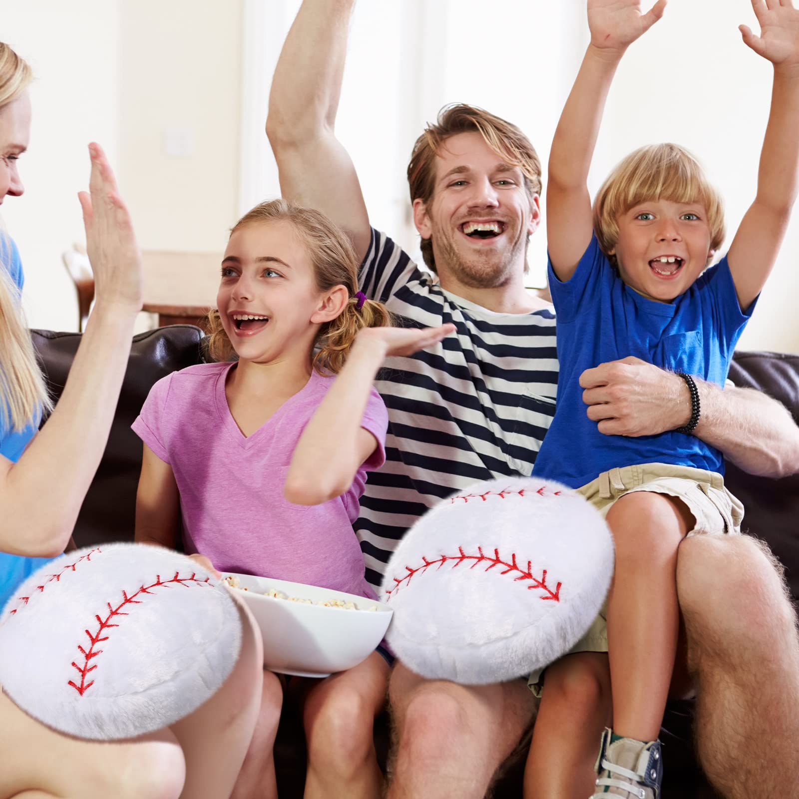 Jetec 2 Pcs Sports Pillow Fluffy Soft Throw Pillow Cute Shaped Sports Decor Round Plush Pillow Sport Theme Cushion Stuffed Pillo