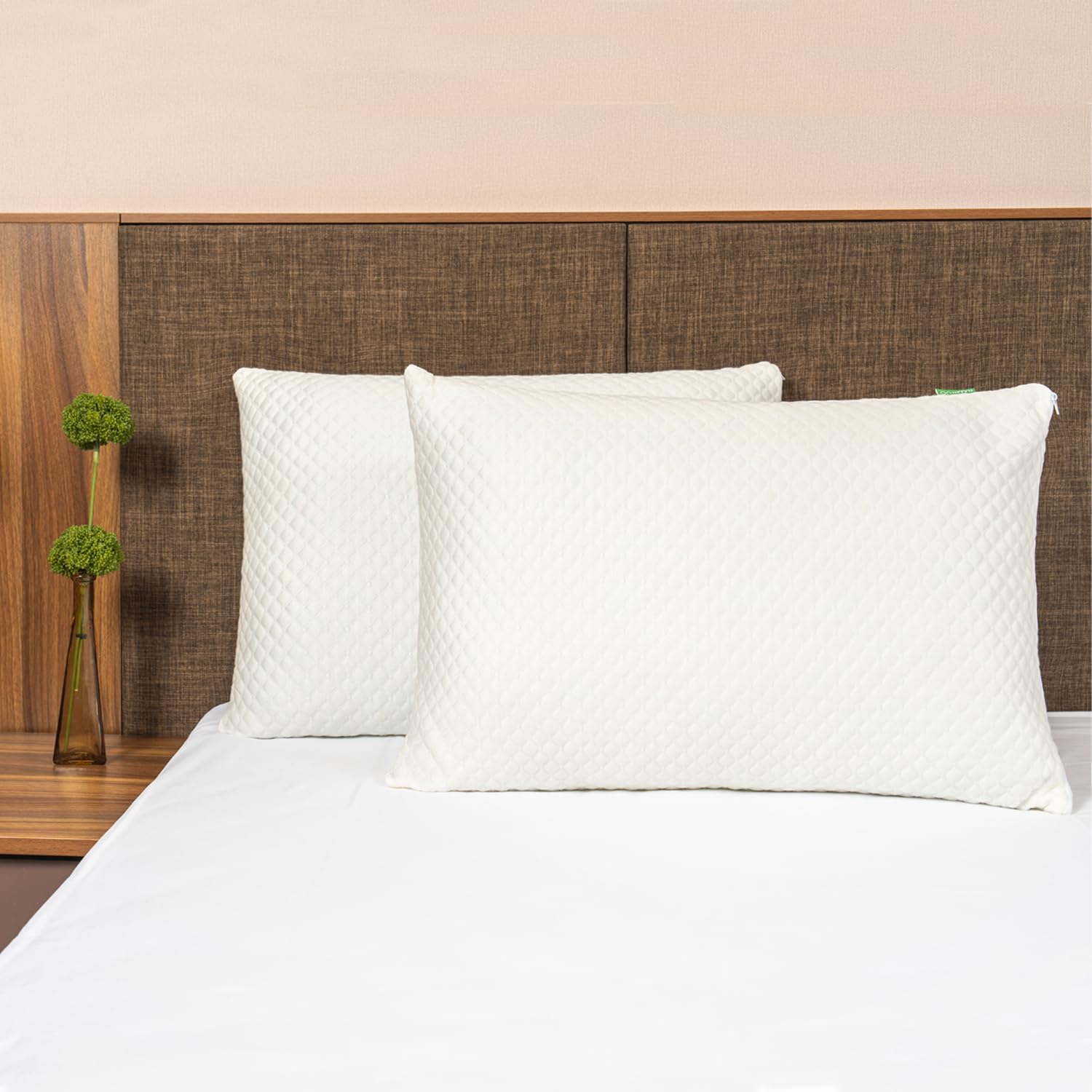 Kuyoyga Shredded Memory Foam Pillows For Sleeping 2 Pack - Cooling Bed Pillows King Size Set Of 2 - Medium Frim Gel Pillows For