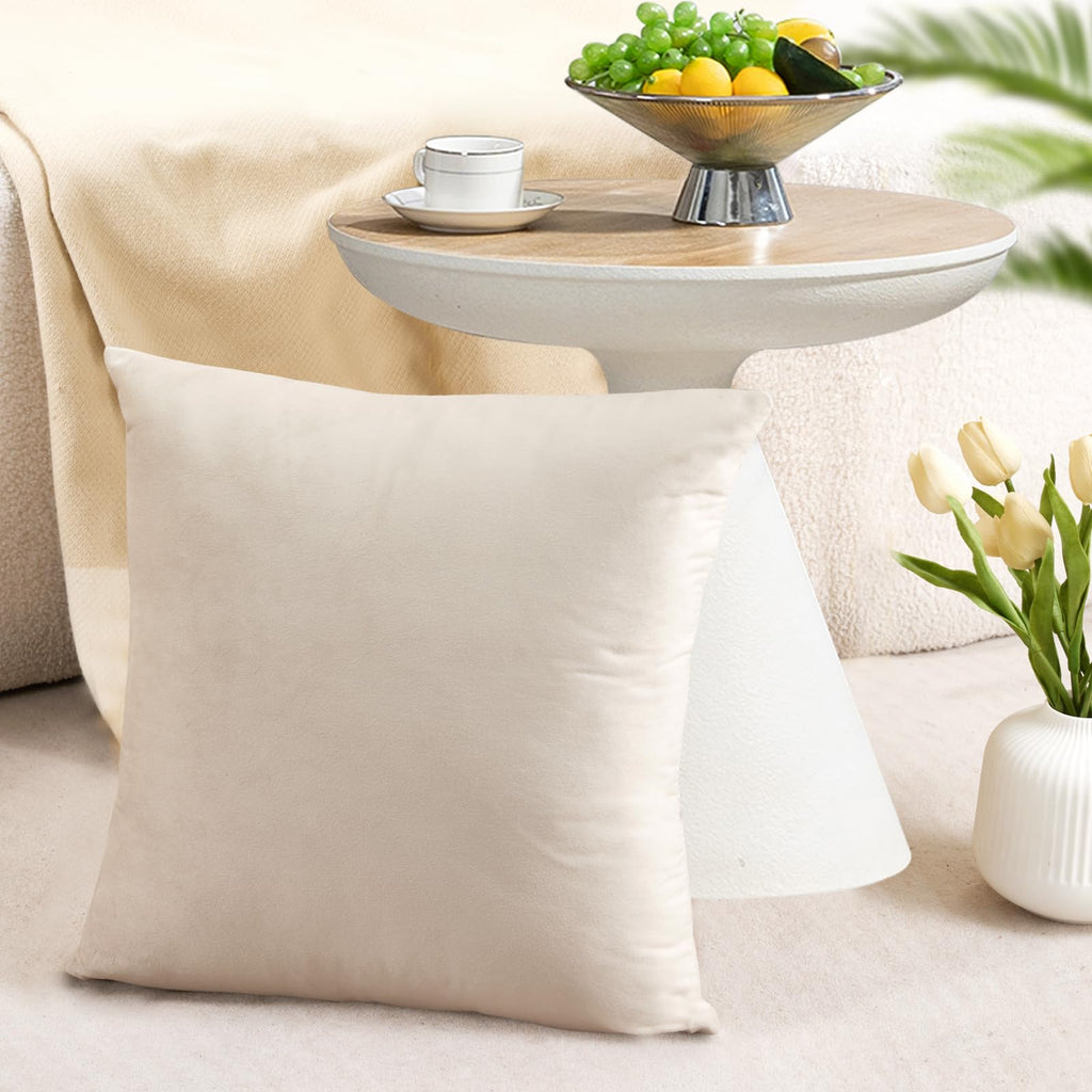Jiiberl Throw Pillow Covers 18X18 Set Of 4 - Couch Pillow Covers For Living Room Decorative Velvet Pillow Covers Neutral Cream S