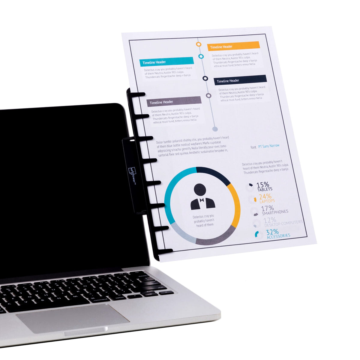 Note Tower Monitor Document Paper Holder For Typing - Sticky Note Organizer - Mounts To Laptops & Desktop Monitors, Reduces Eye
