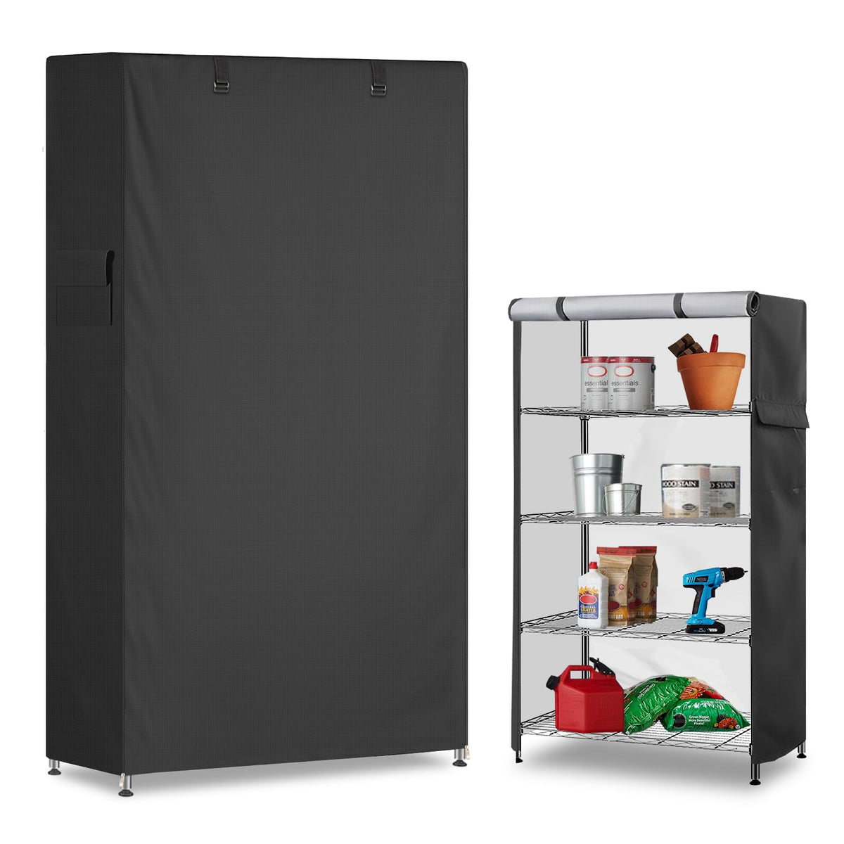 Dalema Storage Shelf Cover,Outdoor Heavy Duty 600D 60W x 18D x 72H Dustproof Waterproof Shelf Covers for Wire Shelving,Sto