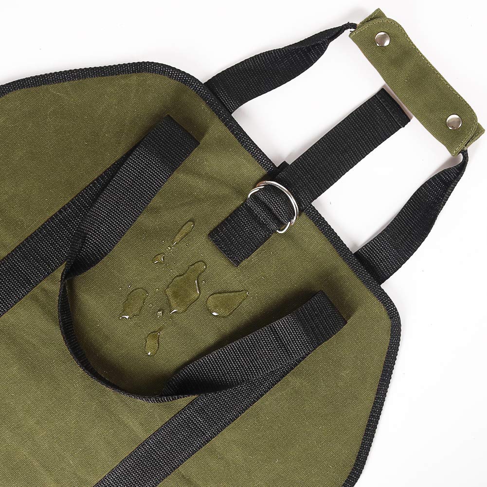 Tenn Well Wood Carrier For Firewood, 38In X 18In 16Oz Waxed Canvas Firewood Carrier Log Tote Bag With Handles Securing Straps Fo