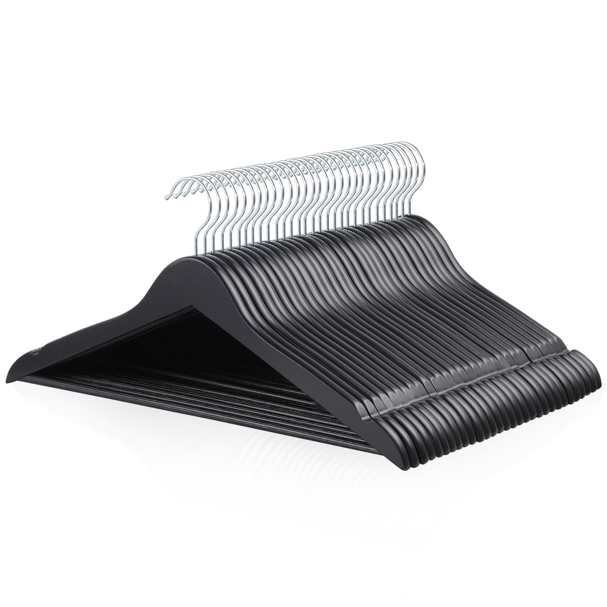 Amazon Basics Wood Suit Clothes Hangers, 30-Pack, Black
