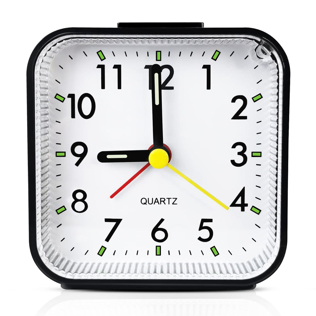 Lamisola Small Battery Operated Analog Alarm Clock, Travel Clock,Quieter Bedside Clocks for Bedrooms Bathroom Shelf Desk,Black