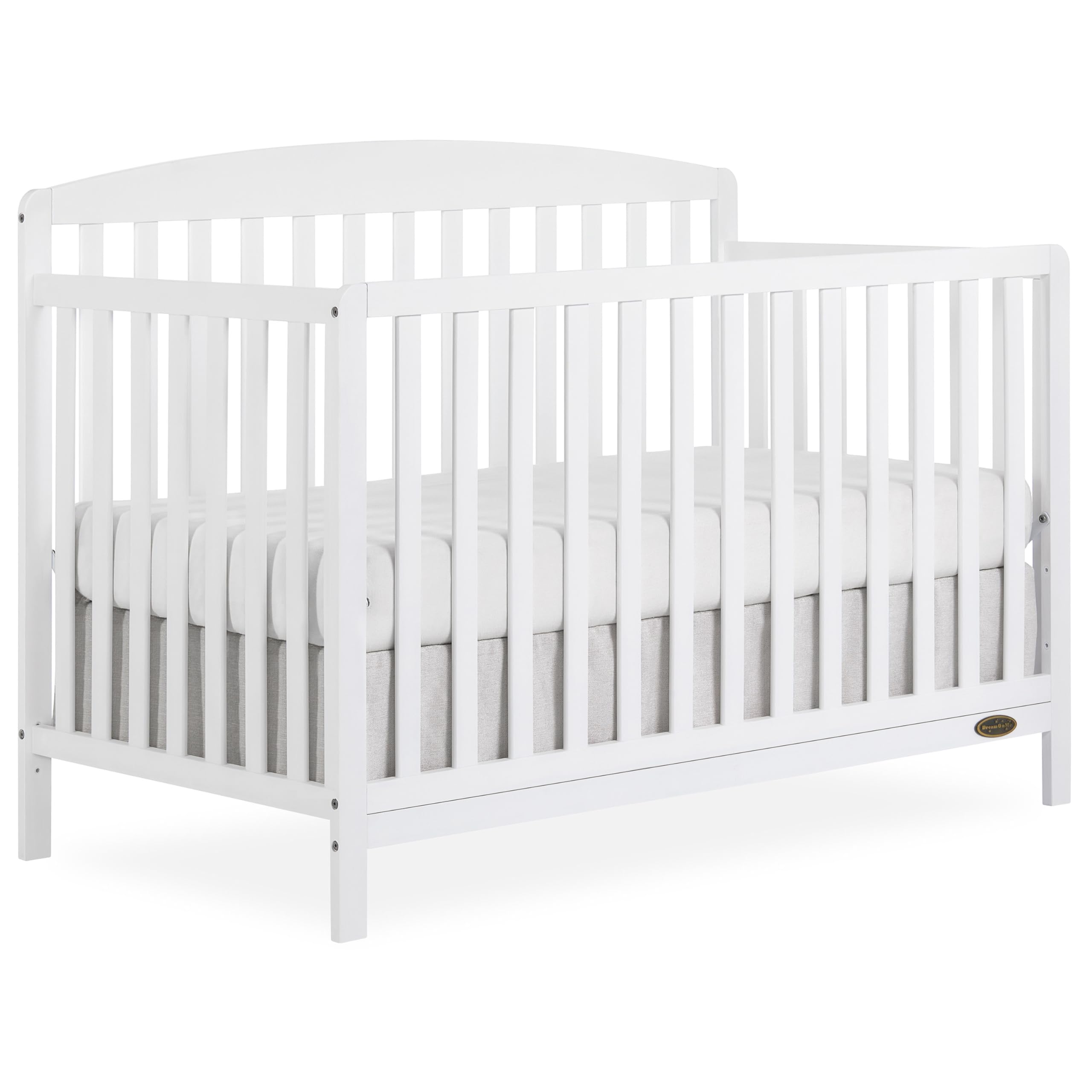 Dream On Me JPMA & Greenguard Gold Certified Odelle 5 in 1 Convertible Crib in White, Built of Sustainable Pinewood, 3 Mattress 