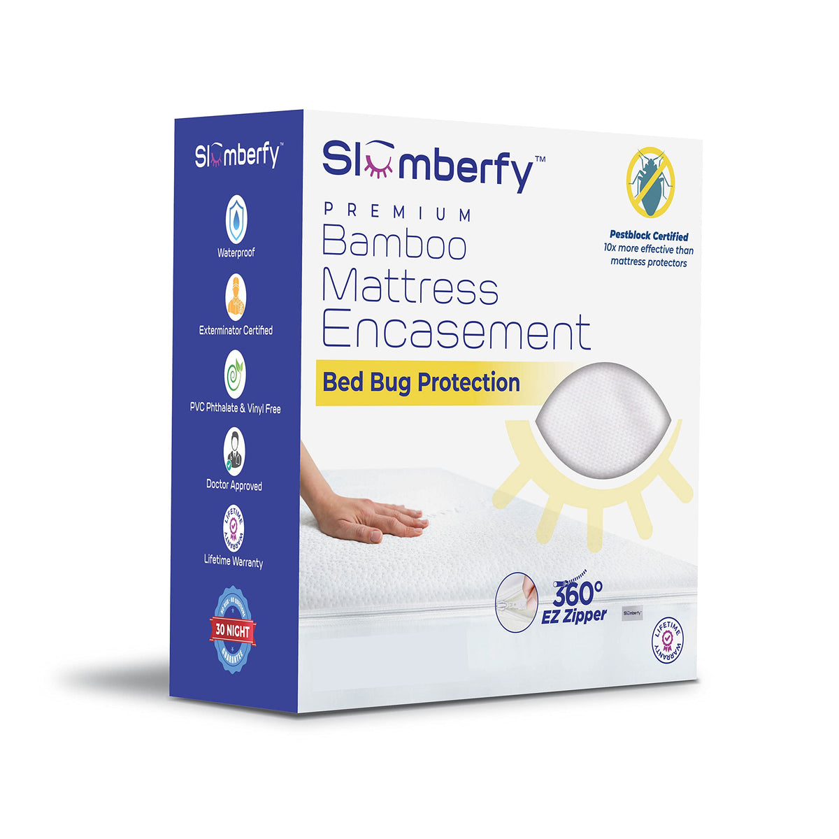 Twin Size Waterproof Viscose Made From Bamboo Mattress Encasement By Slumberfy - Premium Skin-Safe Mattress Protector With 360 E
