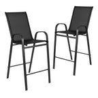 Flash Furniture 2 Pack Brazos Series Black Outdoor Barstool With Flex Comfort Material And Metal Frame