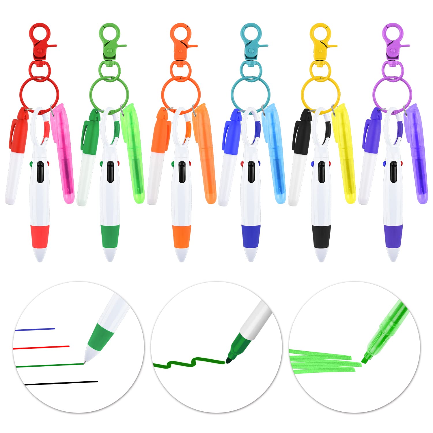 Wxj13 24 Pieces Mini Highlighter Nurse Pen Pack Set Including 6 Tip Highlighter 6 Retractable Ball Pen 6 Permanent Marker Pen An