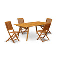 East West Furniture Decm5Cwna 5 Piece Outdoor Patio Dining Sets Includes A Rectangle Acacia Wood Table And 4 Folding Side Chairs, 40X72 Inch, Natural Oil