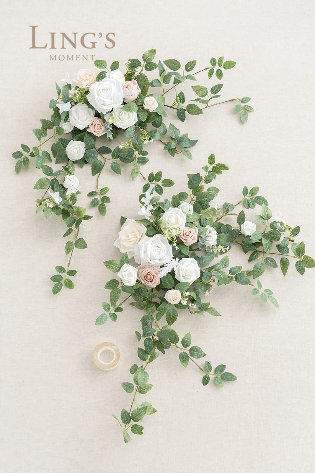 Ling'S Moment 2Pcs Artificial Floral Swags Arch Flowers Wedding Centerpieces Flower Rose Garland Greenery Arrangements For Sweet