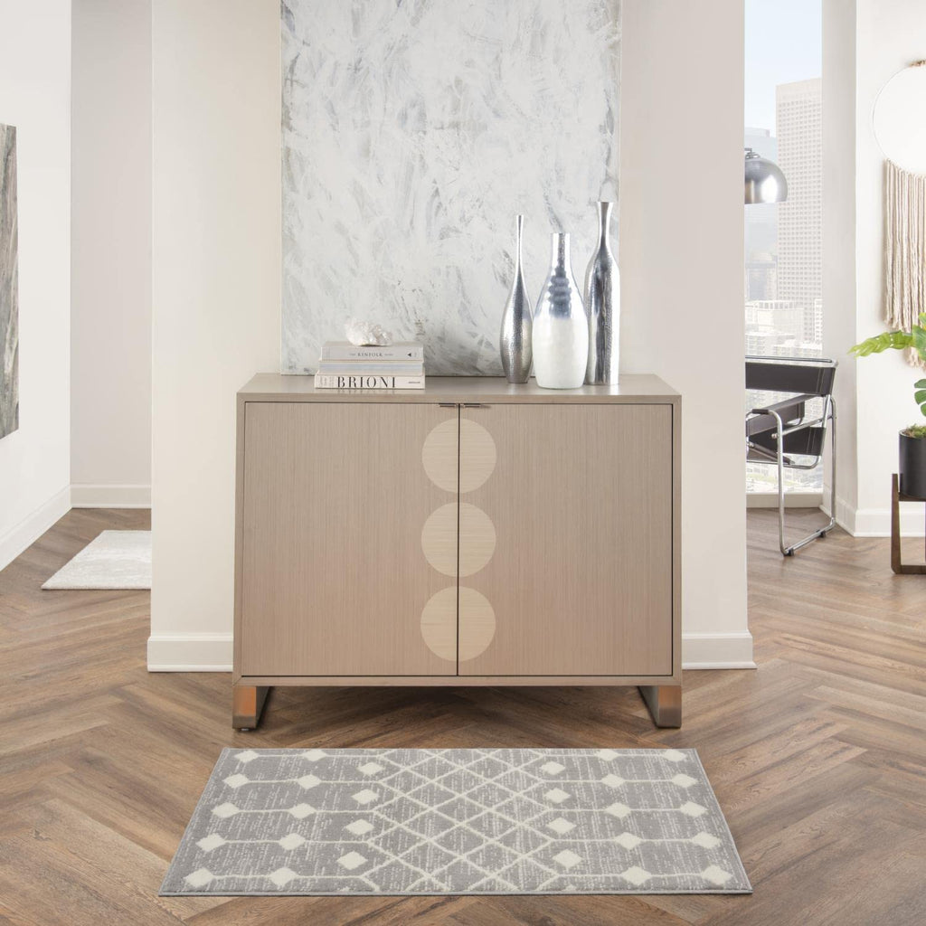 Nourison Grafix Moroccan Grey 2' X 4' Area Rug, Easy Cleaning, Non Shedding, Bed Room, Living Room, Dining Room, Kitchen (2X4)