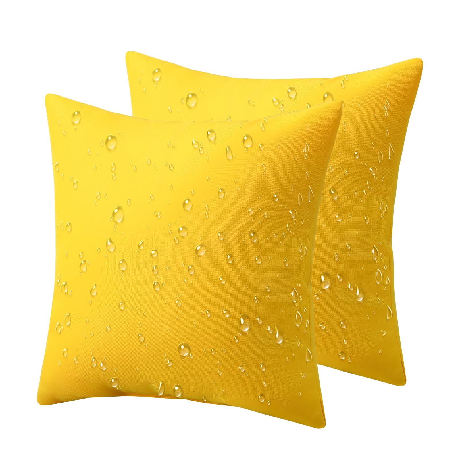 Phantoscope Pack Of 2 Premium Dual Usage Outdoor Pillow Inserts, Waterproof Throw Pillows No Cover Needed, Colorful Decorative Couch Sham Cushion Stuffer Patio Couch Tent, Yellow 20 X 20 Inches