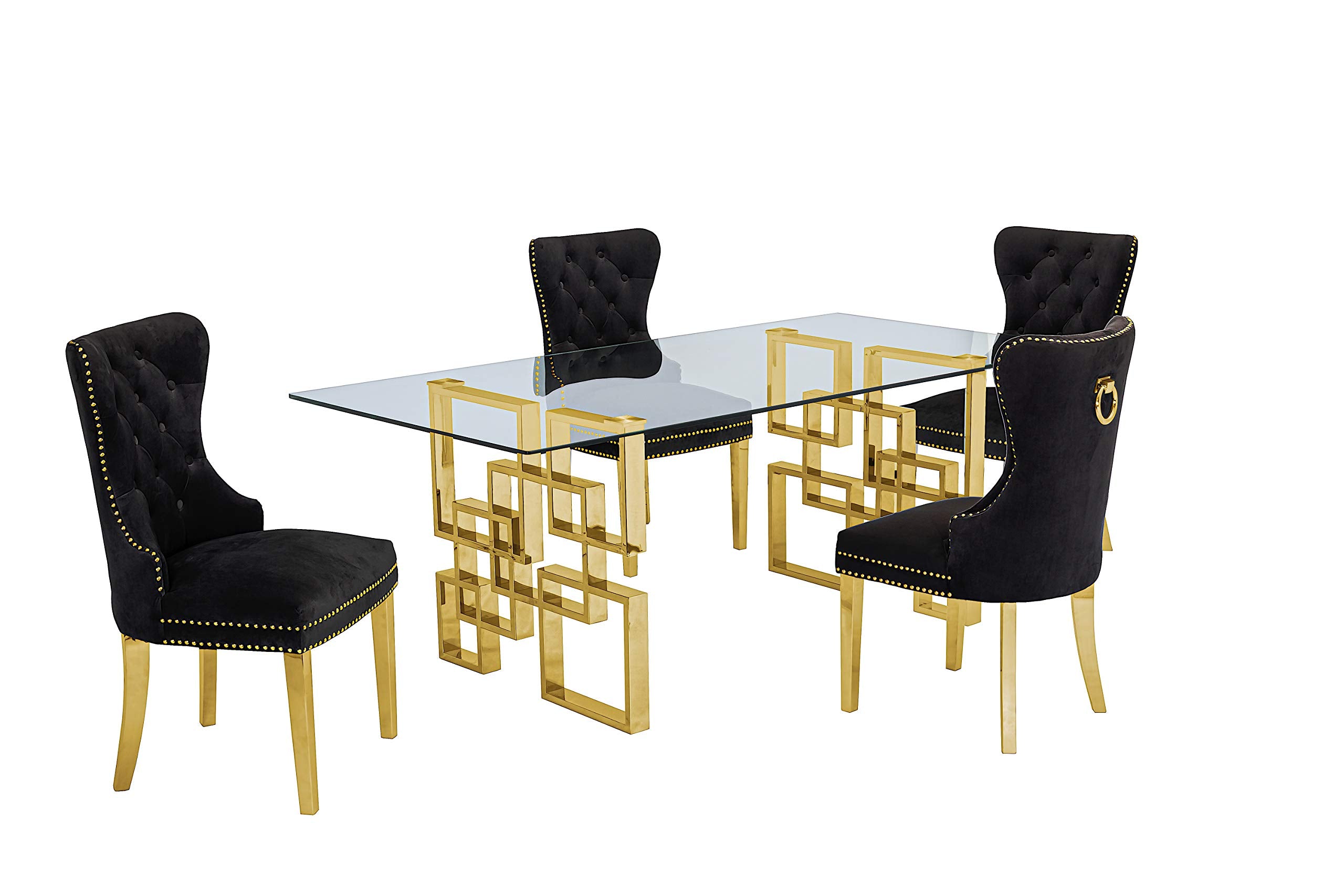 Furniture D222-4Sc117 Dining Set, Black