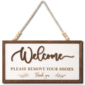 Woodamore Welcome Please Remove Your Shoes Sign - Please Take Your Shoes Off Sign for Front Door, No Shoes Sign for House, Remov