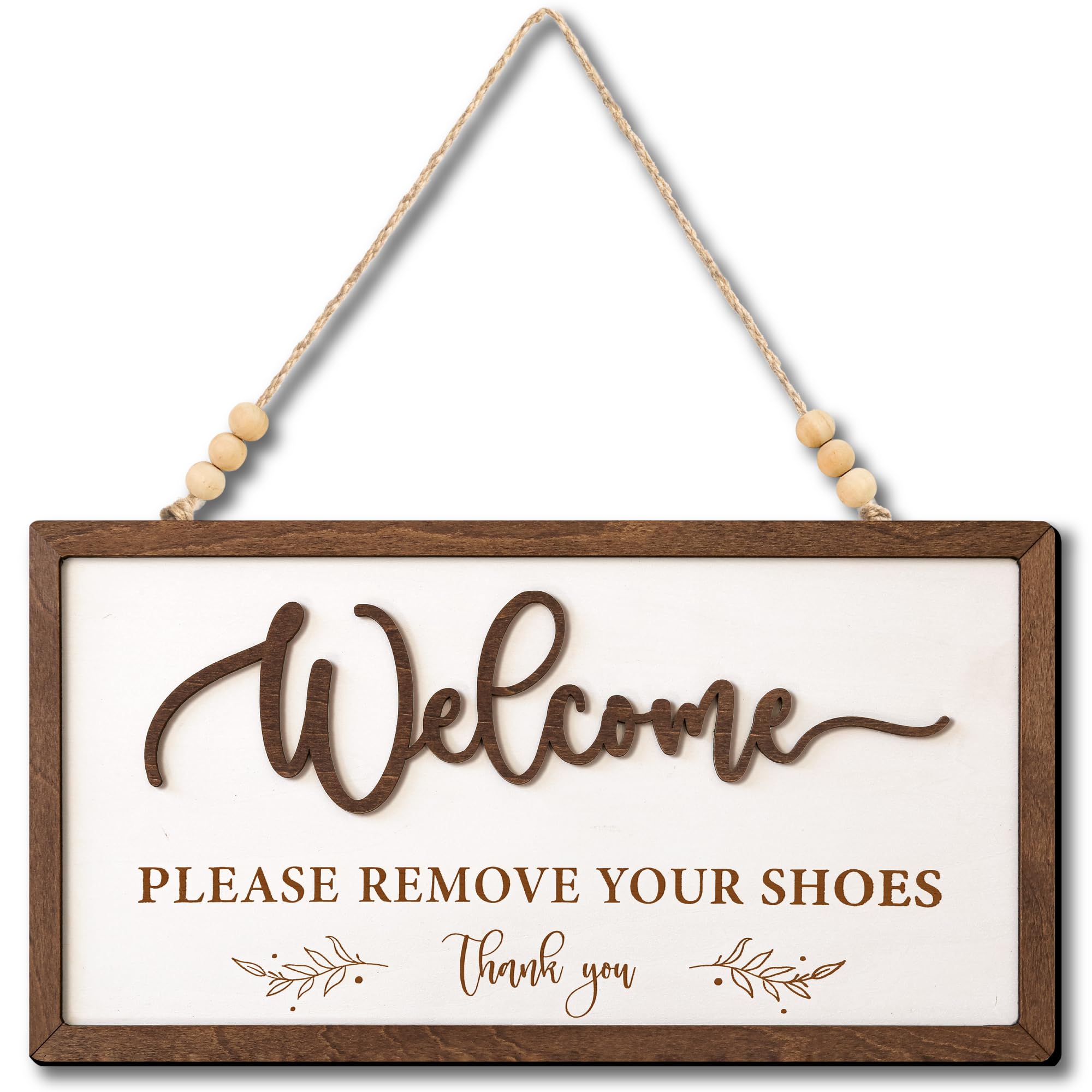 Woodamore Welcome Please Remove Your Shoes Sign - Please Take Your Shoes Off Sign for Front Door, No Shoes Sign for House, Remov