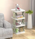 4Tier Storage Shelf Rack, White And Green, XFrame Design, For Books, Shoes And Home Organiser