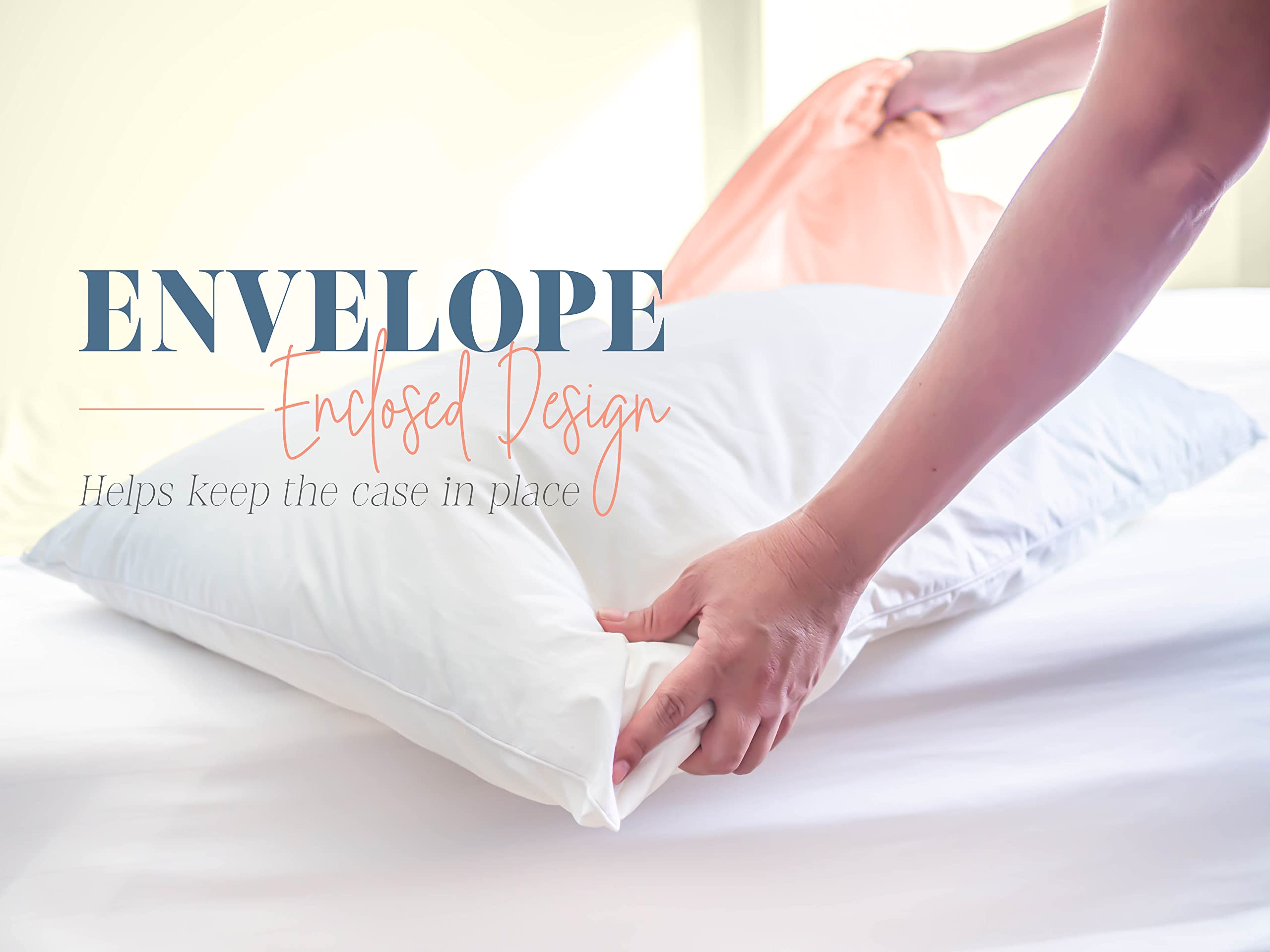 Elegant Comfort 4-Pack Solid Pillowcases 1500 Premium Hotel Quality Microfiber - Smooth Weave, Wrinkle And Fade Resistant, Easy Slip-On, 4-Piece Set, Standard/Queen Pillowcase, Coral