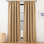 NICETOWN Caramel Thick Faux Linen Thermal Insulated Room Darkening Curtains, 52W x 96L, 2 Panels, Pinch Pleated, Ideal for Bedroom/Living Room