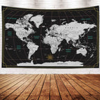 Capsceoll World Map Tapestry Wall Hanging Black White Tapestry Home D  Cor For Home 40X30 Inch Map For Kids Room Wall Art