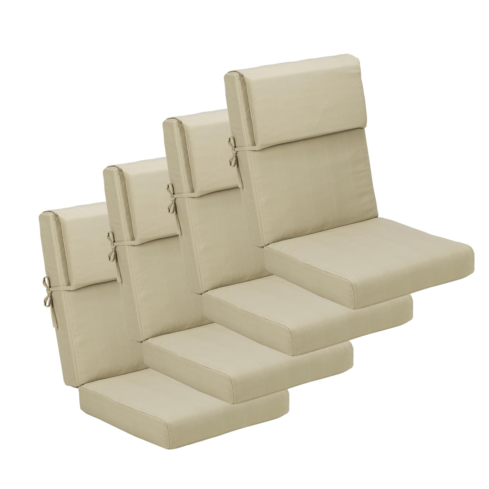 Bps Outdoor Chair Cushion 45.3'L X 20.5'W X 4.3'H Patio Furniture Seat Cushion Olifen Fabric Slipcover Sponge Foam - Set Of 4