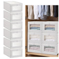 Pafeooui 6 Pack Foldable Linen Closet Organizers, Clear Window Storage Bins Storage Containers for Clothing, Towels, Books, Shel