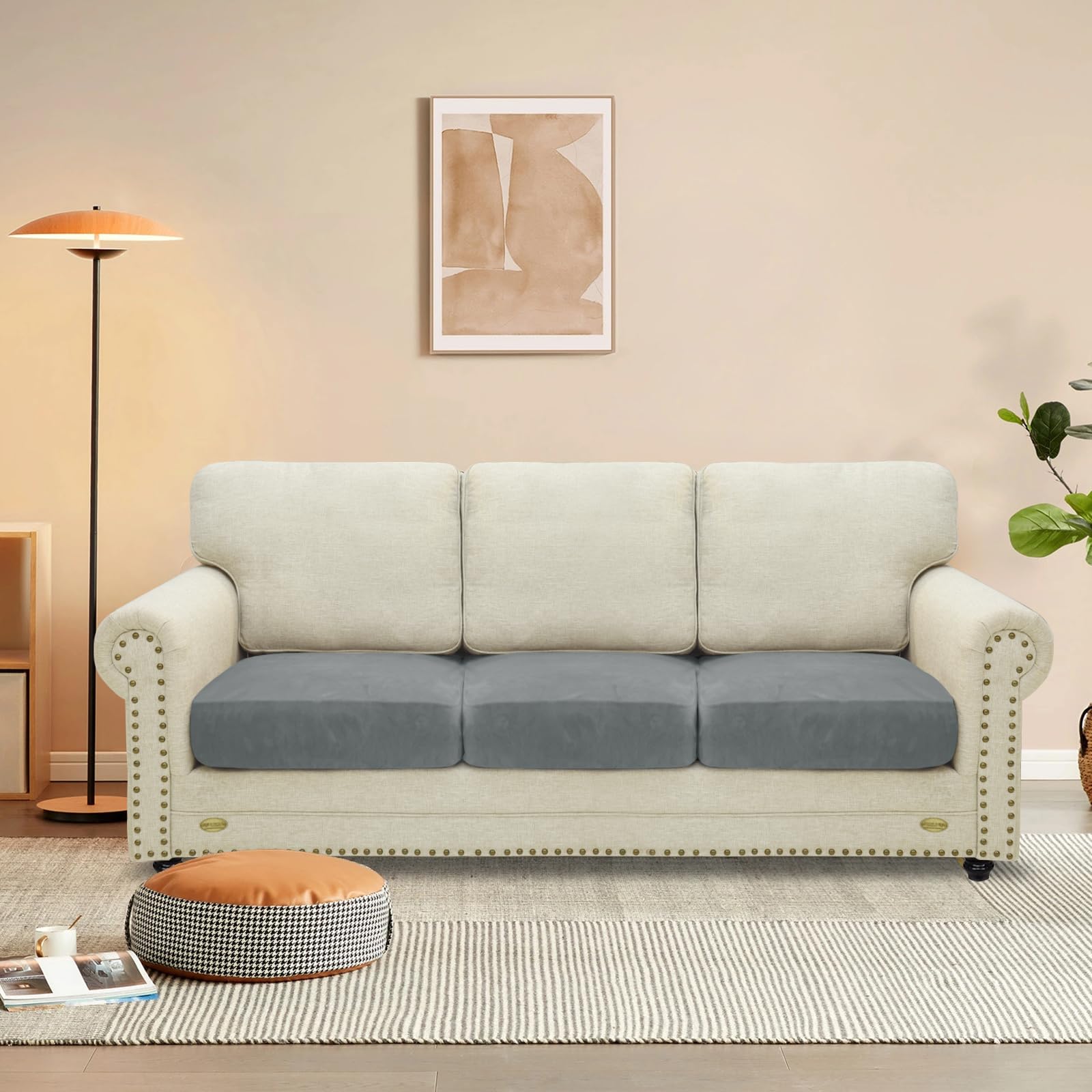 Maxijin Velvet Stretch Cushion Covers Fitted Couch Cushion Slipcovers Sofa Seat Cushion Covers For Individual Cushions With Elas