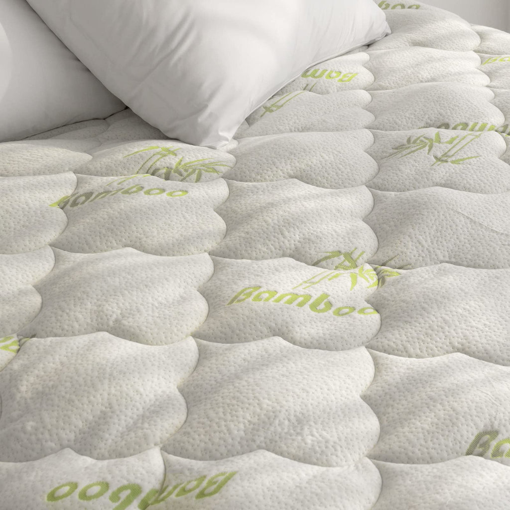 Queen Size Mattress Pad Cooling Mattress Topper Queen Air Mattress Cover, Camping Air Bamboo Mattress Topper, Soft Breathable Noiseless Camping Mattress Topper Cover Queen Stretches Up To 18'