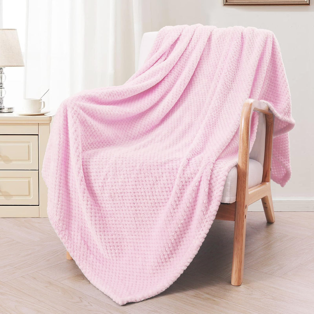 Exclusivo Mezcla Fleece Throw Blanket Extra Large, Super Soft And Warm Blankets For Couch, Sofa And Bed Waffle Textured, Cozy, F