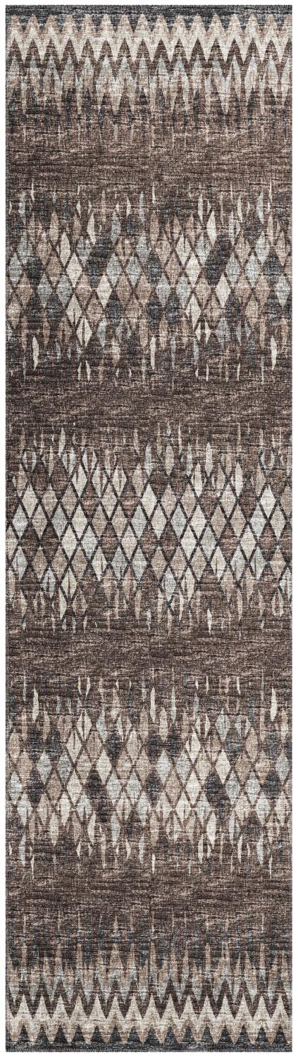 Addison Rugs Rylee Ary35 Brown Washable 2'3&quot; X 7'6&quot; Indoor Outdoor Runner Rug, Easy Clean, Machine Washable, Non Shedding, Bedroom, Entry, Living Room, Dining Room, Kitchen, Patio Rug
