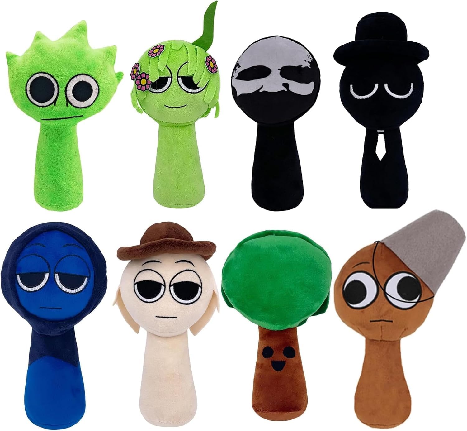 Rwsefk Sprunki Game Plush, Sprunki Toys Plush,Soft Stuffed Animal Pillow Doll Christmas Birthday Gifts For Adult Kids(Green Brow