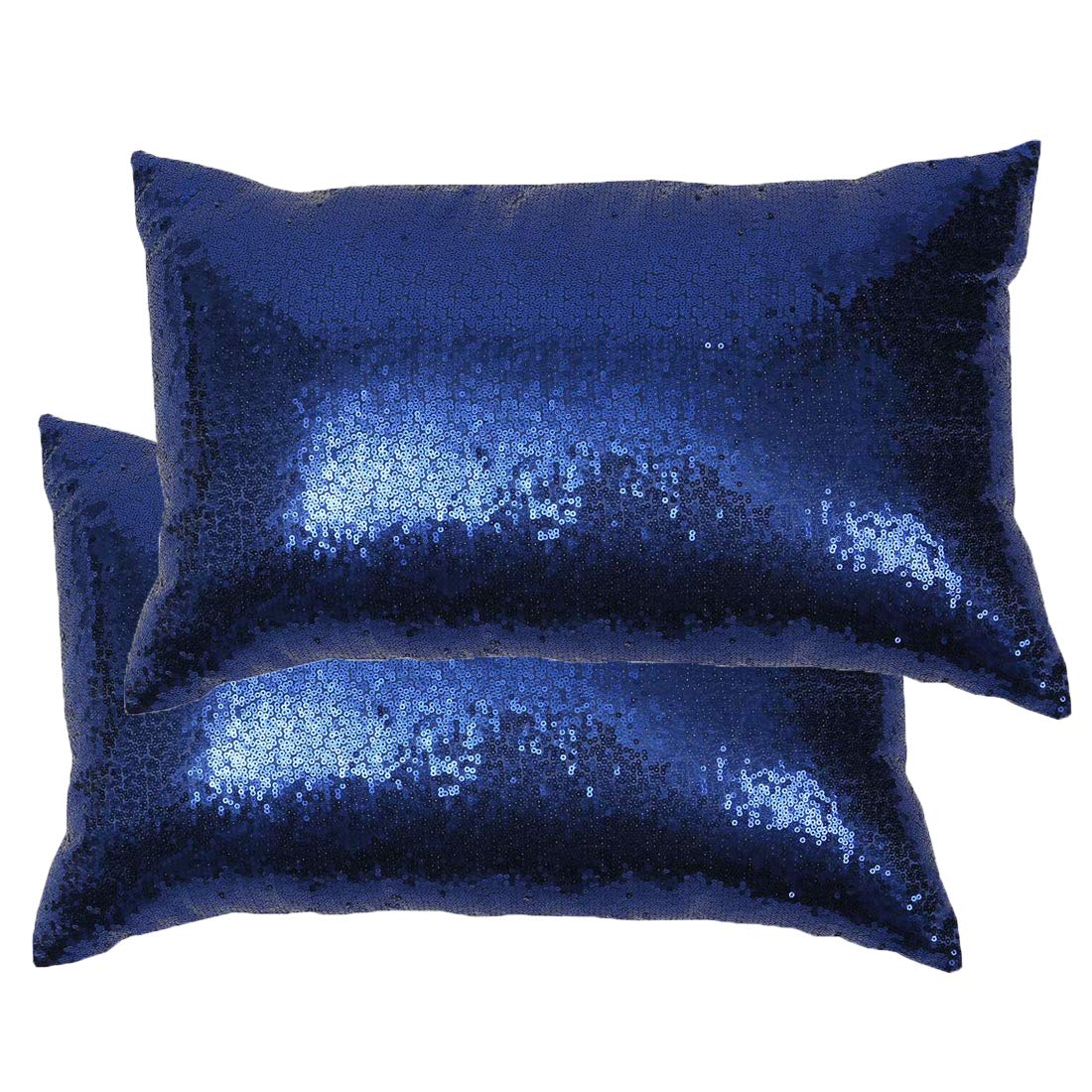 Poise3Ehome 12X20Inches Sequin Decorative Pillow Covers Navy Blue Pillow Covers For Couch, Bed, Living Room, Christmas (Navy, 2P