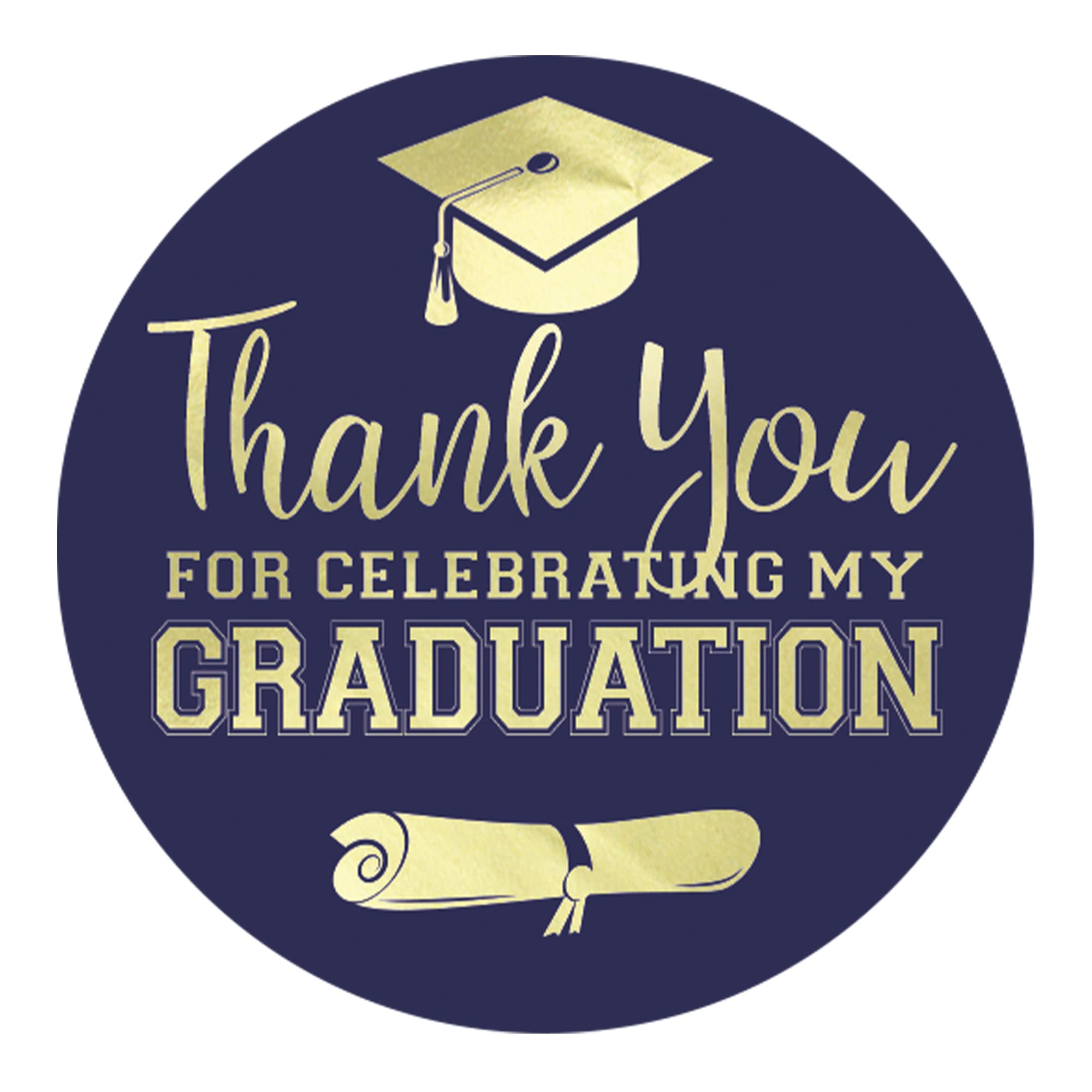 Blue And Gold Graduation Thank You Favor Labels, Graduation Thank You Stickers 2025, 40 Count