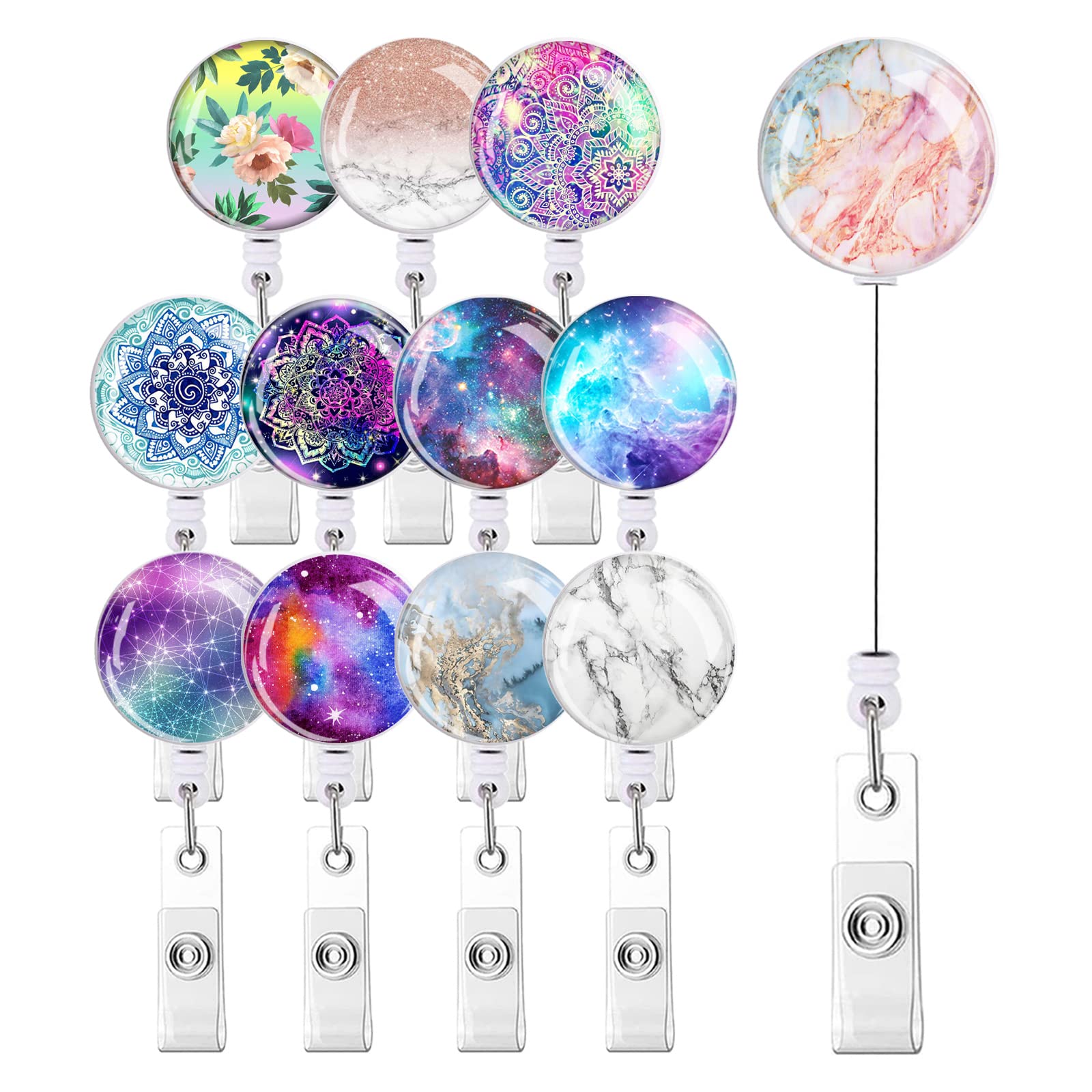 8 Pieces Retractable Id Badge Holder Nurse Badge Reel With Clip Name Card Holders For Office Worker Doctor Nurse (12 Pieces Mand