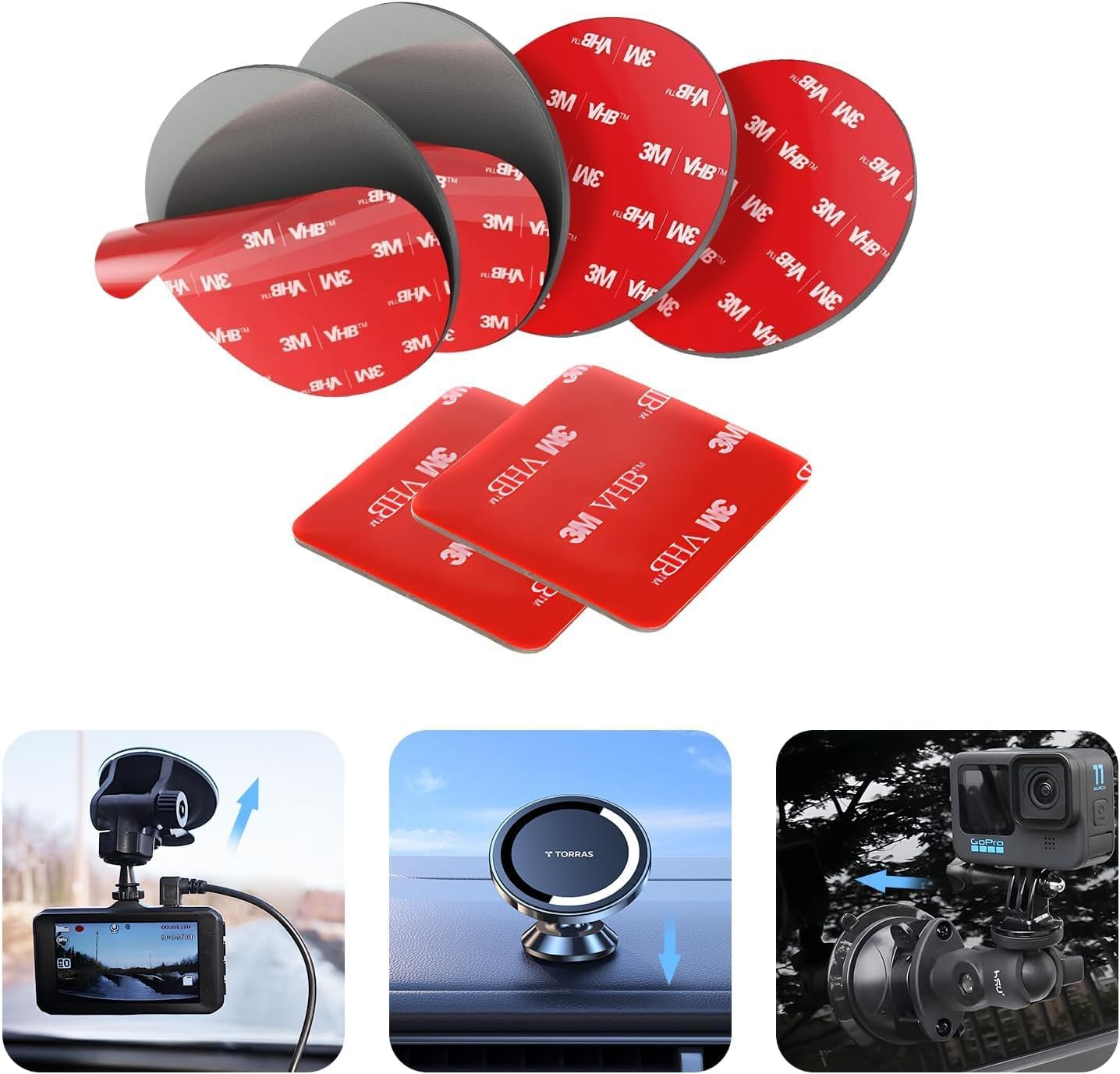 Double Sided Adhesive Pads.Sticky Dash Cam Mounting Tape.Car Mount Sticky Pad Replacement.Heavy Duty Tape Sticker For Cars Dashb