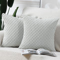 Madizz Pack Of 2 Boho Corduroy Striped Throw Pillow Covers 20X20 Inch Greyish White Soft Decorative Cushion Cover For Bedroom So