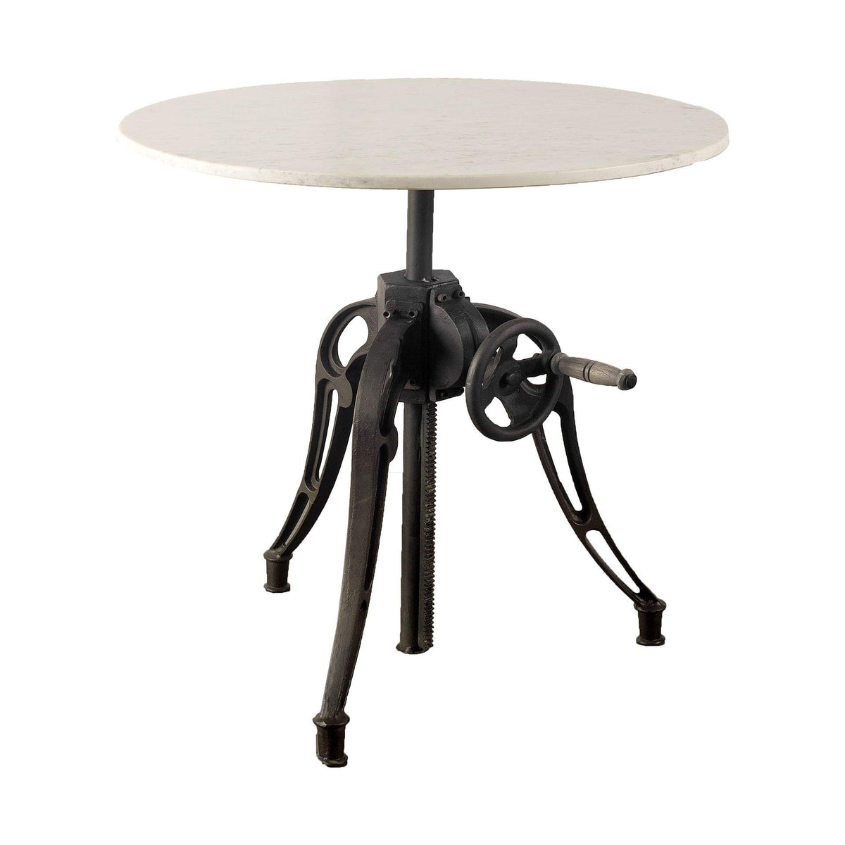 HomeRoots 30' Round White Marble Top with Black Metal Base Dining Table