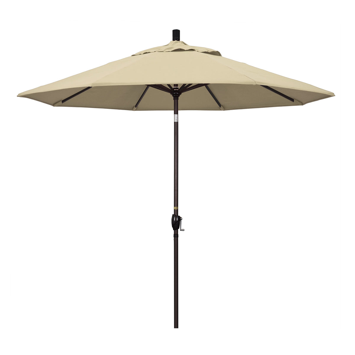 California Umbrella Gspt908117-5422 9' Round Aluminum Market, Crank Lift, Push Button Tilt, Bronze Pole, Sunbrella Antique Beige